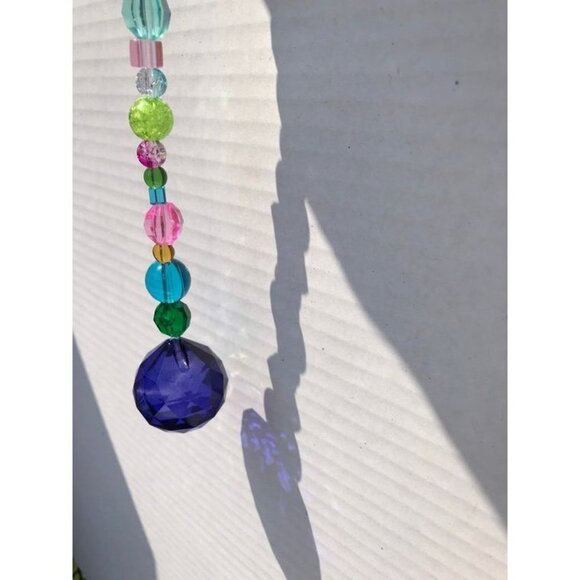 Beaded Suncatcher Various Colors Purple Blue Prism Hanging Patio Decor Yard Art - Picture 3 of 9
